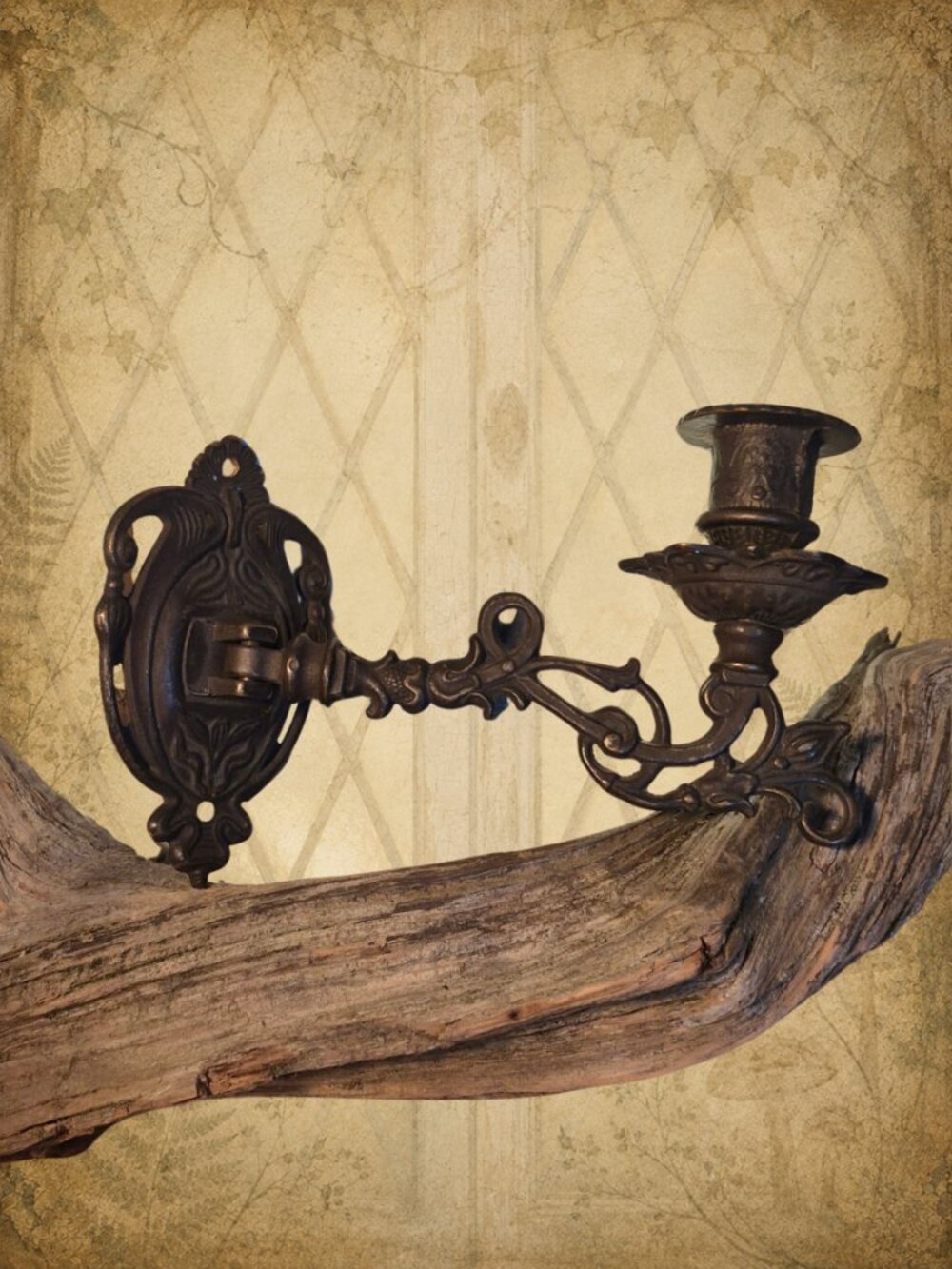 Beyond Midnight 🦉🧚‍♂️ Antique Brass Wall Sconce Candle Holder